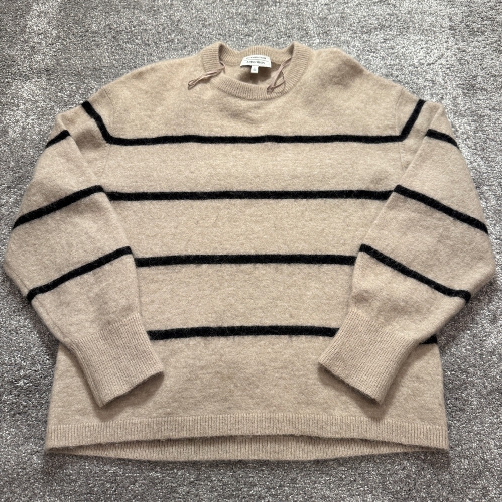 & Other Stories Sweater Womens S Beige Striped Alpaca Wool Scandi Minimalist
